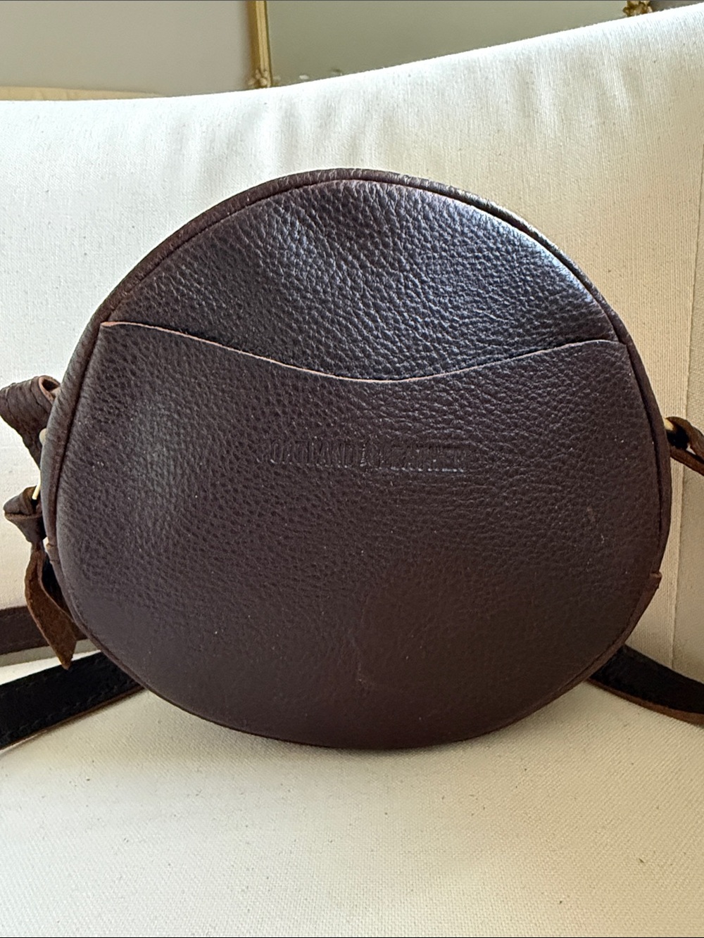Portland Leather Round Crossbody Bag - Dark Brown